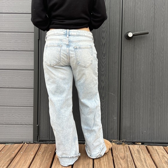 Tilly's wide legged jeans size 10 deconstruct light destroy wash cotton stretch - Picture 9 of 11